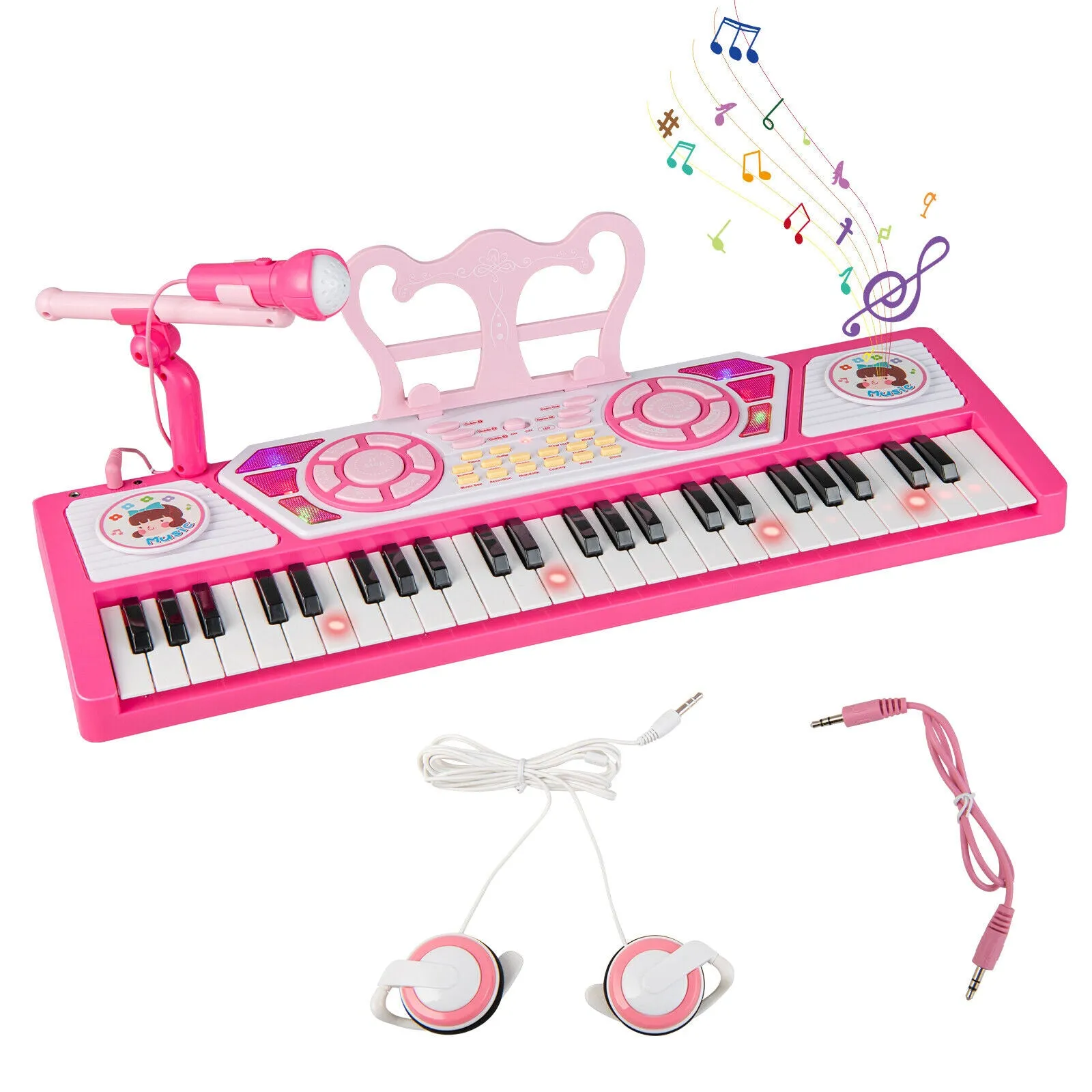 49 Keys Kids Piano Keyboard for Kids 3 -Pink