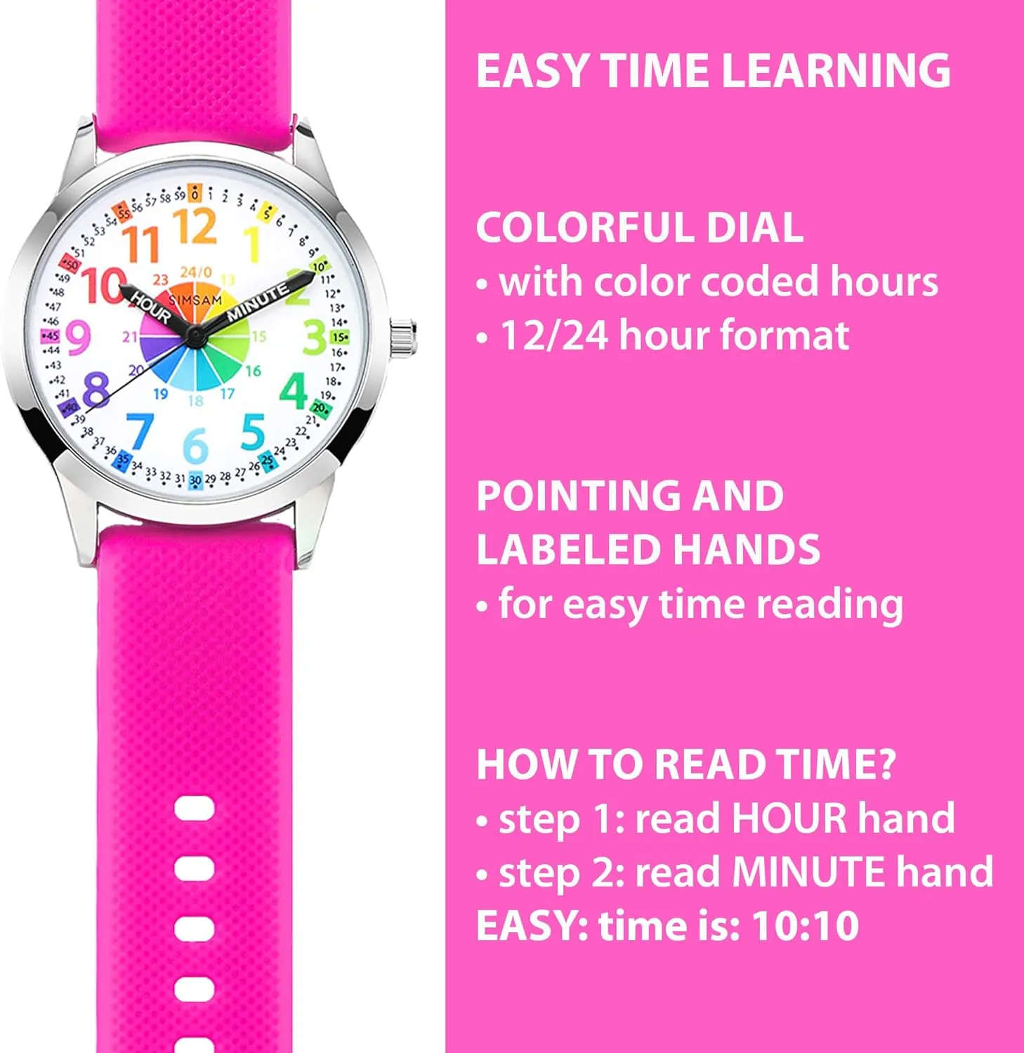 5-7 6-8$ Easy to Read Educational Girls Watches Ages 8-12$ Great Gift Boys Girls Year 4-12 textural twig Old Waterproof Kids Analog Watch$ Learning Watch for Kids 8-12$ Waterproof Time Teacher Watches for Boys Ages 