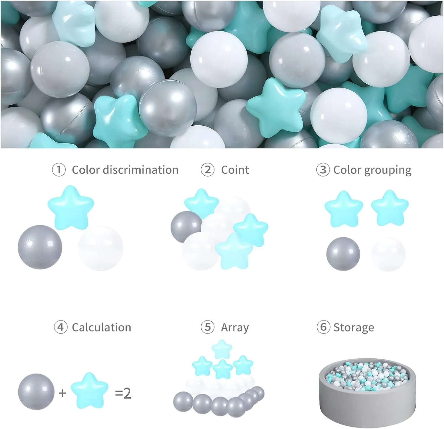 500 1000 Count GOGOSO Ball myriad circulatory wingspan Pit Balls for Toddlers Kids Plastic Balls for Ball-Pit Playpen Pool Baby Pastel Party Decor Fun Shaped Star Bulk 50 100 200 