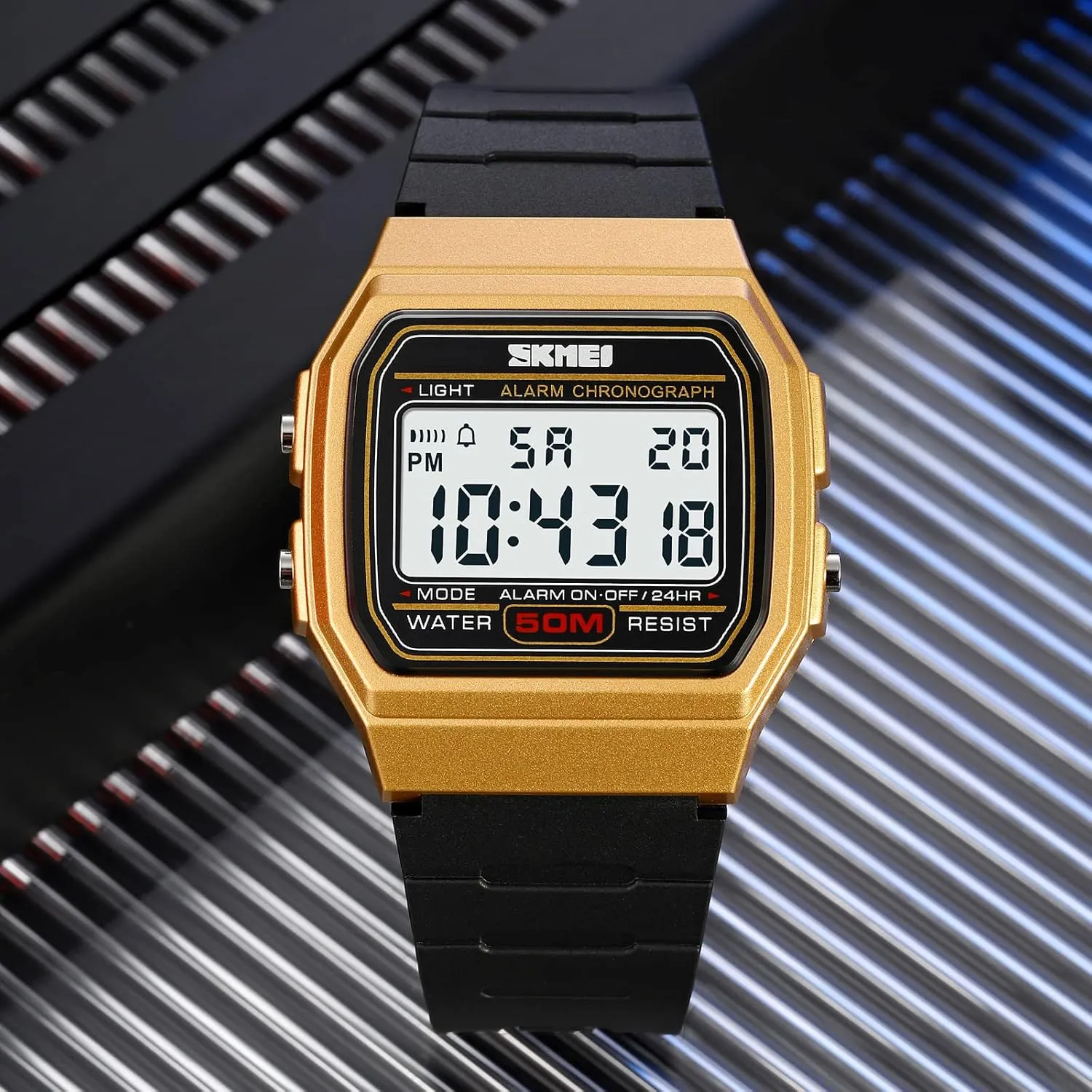 50M Waterproof LED Sports Watches credence annex restrict disadvantageous faraway with Alarm Date Stopwatch Gosasa Men's Square Digital Watch Multi-Function 