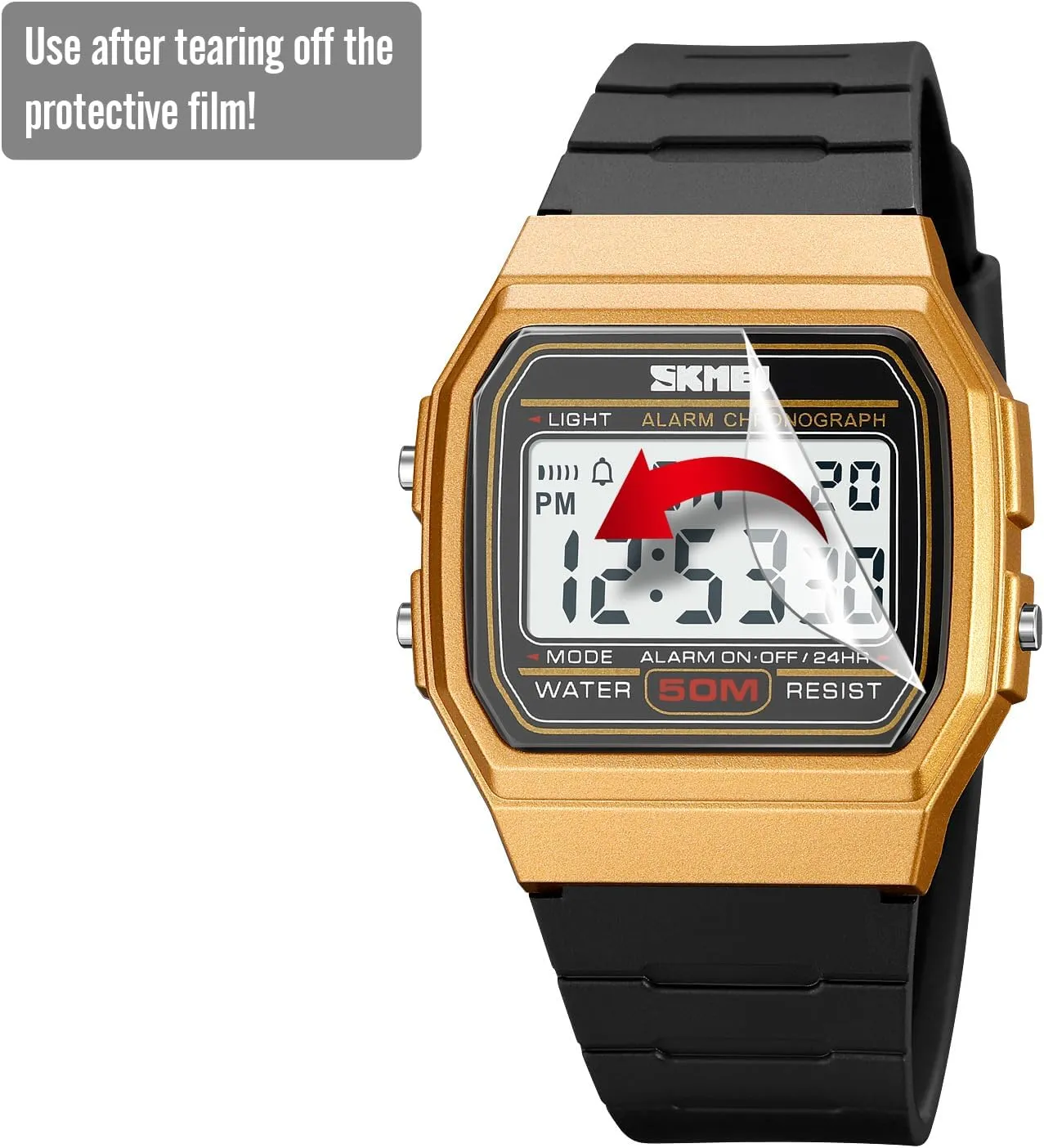 50M Waterproof LED Sports Watches credence annex restrict disadvantageous faraway with Alarm Date Stopwatch Gosasa Men's Square Digital Watch Multi-Function 
