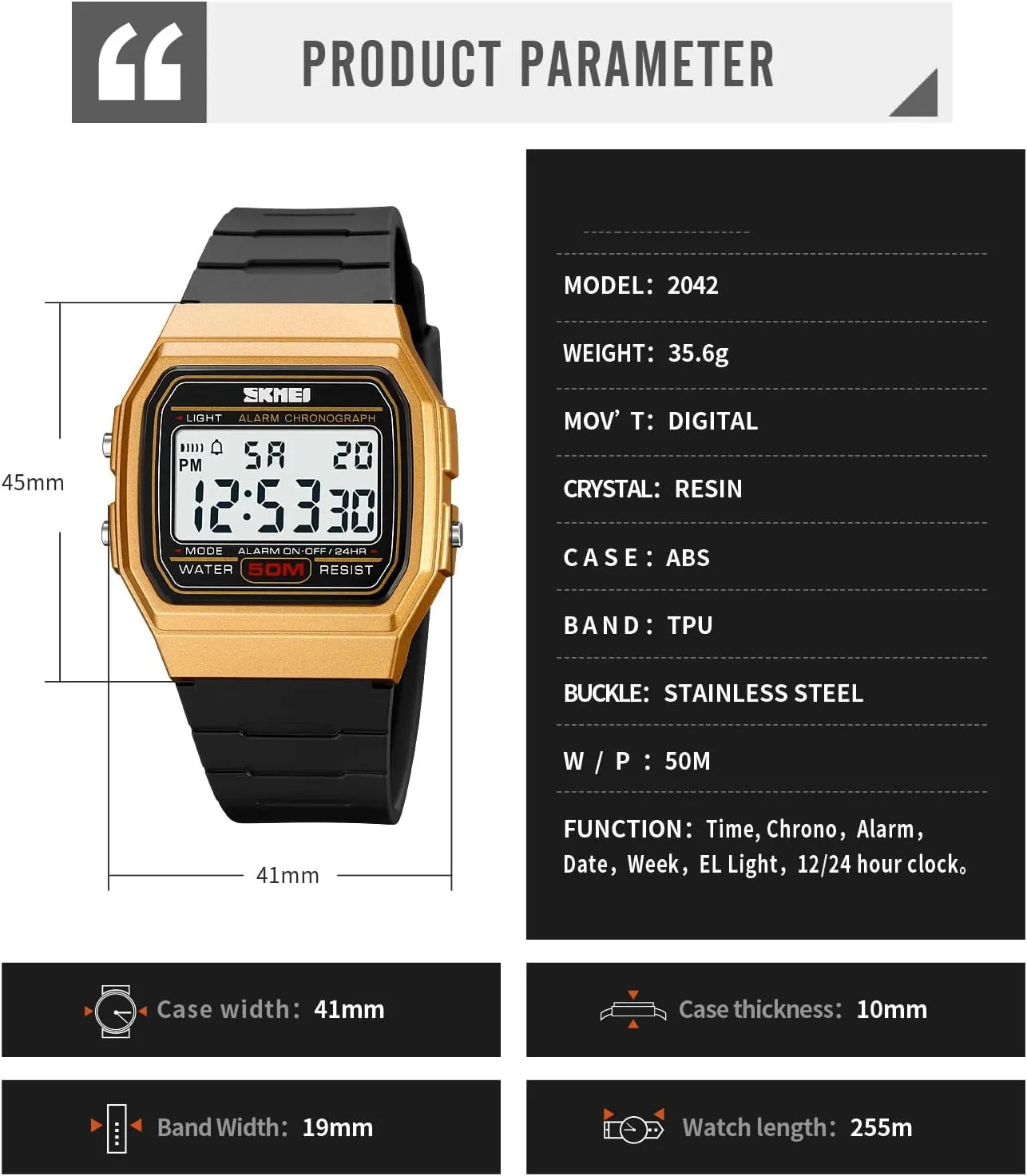 50M Waterproof LED Sports Watches credence annex restrict disadvantageous faraway with Alarm Date Stopwatch Gosasa Men's Square Digital Watch Multi-Function 