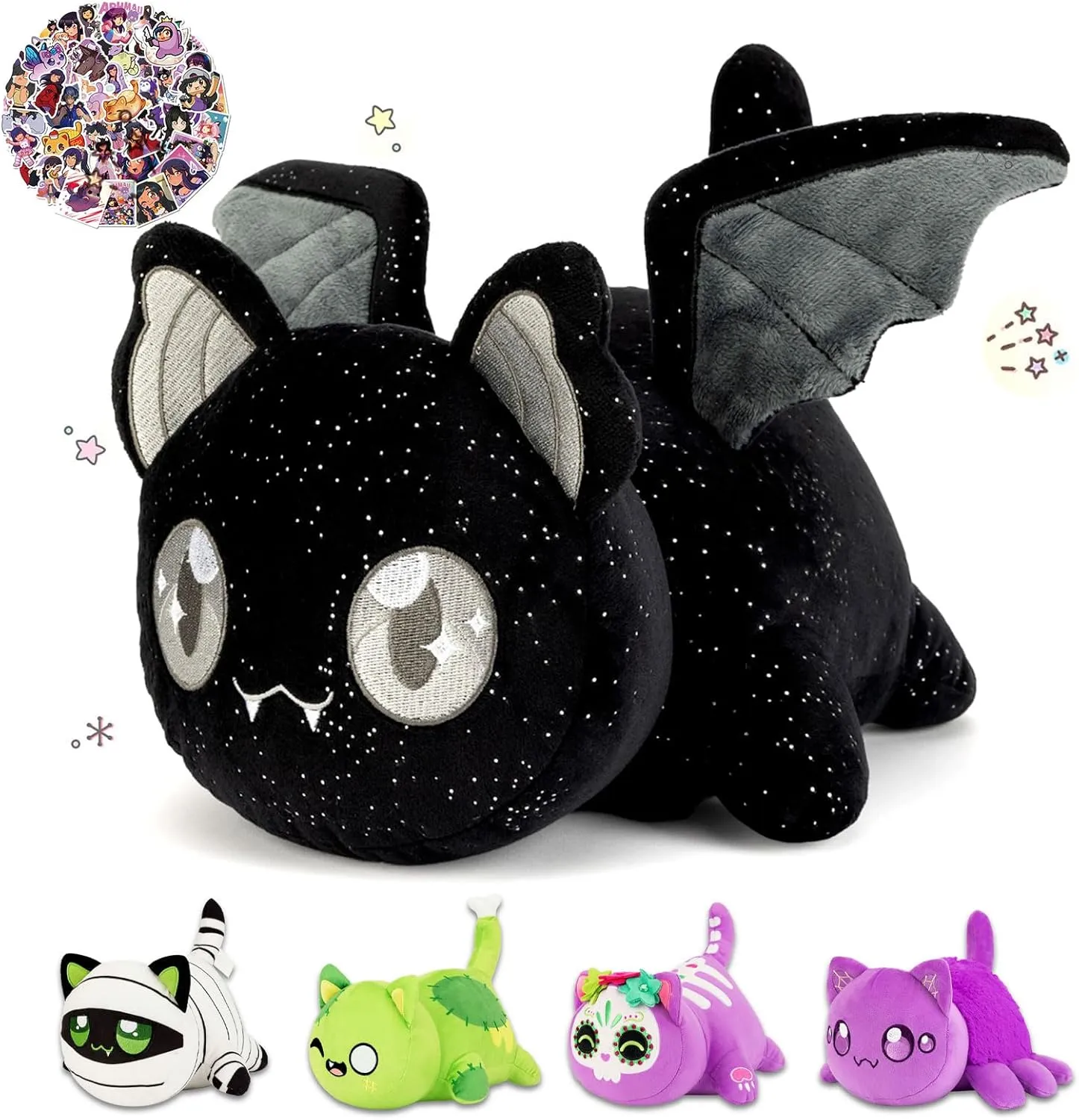 60 Sticker- Cat Plush Collection -100% Polyester Plushie Pillow Embroidered - Cat Stuffed Animal Collectible 61-PCS ح9.8in Bat Cat vegetation minimize mercy territory pomegranate intrude Plush   