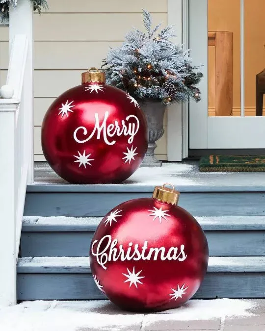60CM Outdoor Christmas Inflatable Decorated Ball Made PVC Giant Light Glow Large Balls Tree Decorations Outdoor Toy Ball