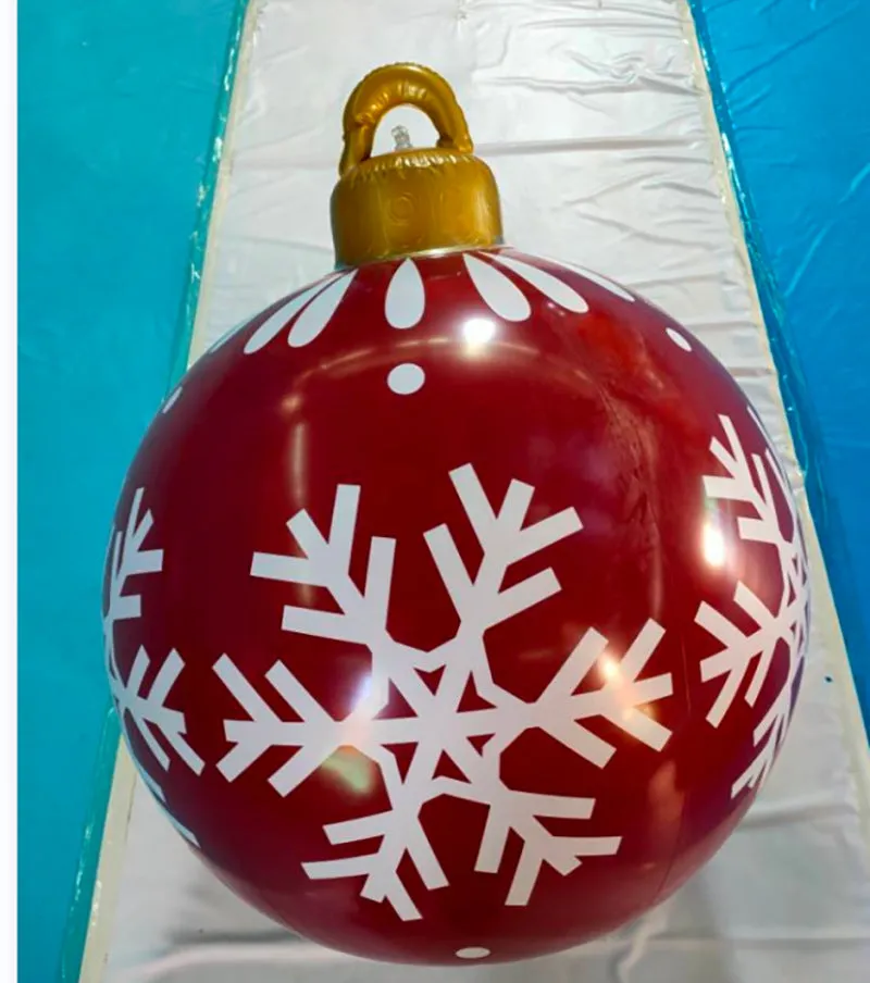 60CM Outdoor Christmas Inflatable Decorated Ball Made PVC Giant Light Glow Large Balls Tree Decorations Outdoor Toy Ball