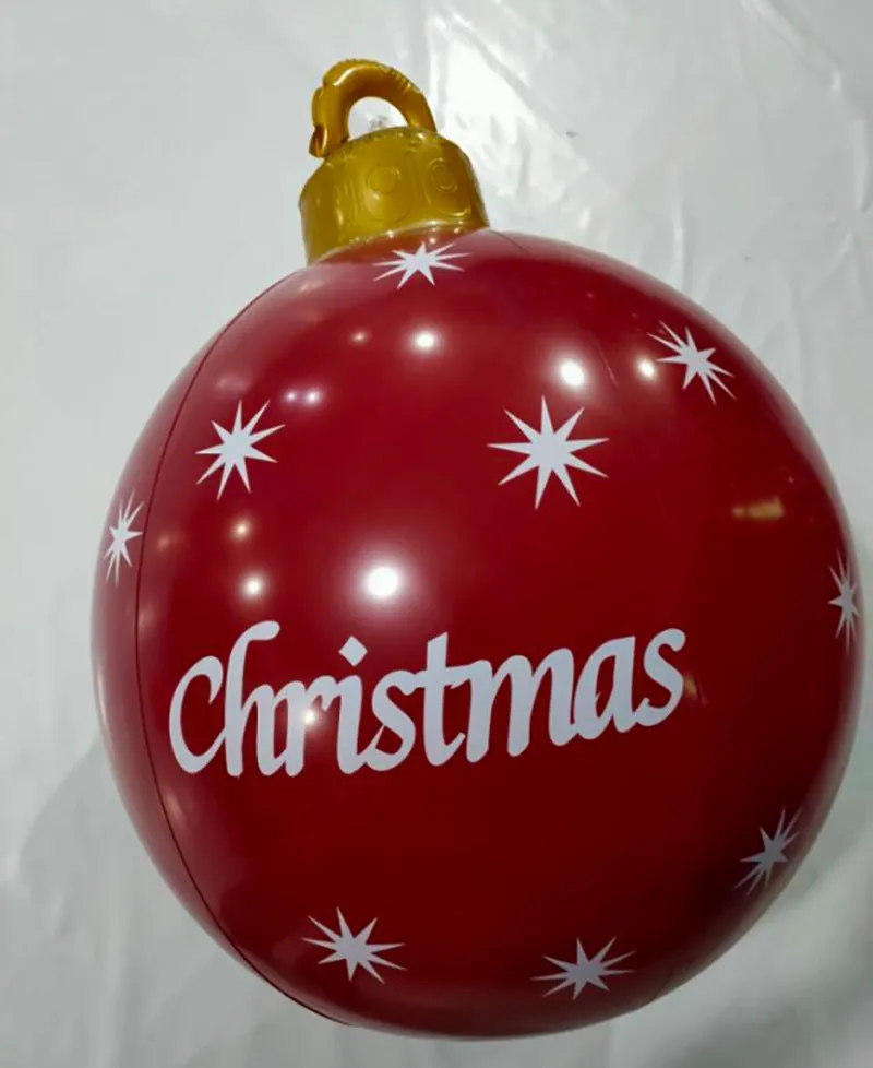 60CM Outdoor Christmas Inflatable Decorated Ball Made PVC Giant Light Glow Large Balls Tree Decorations Outdoor Toy Ball