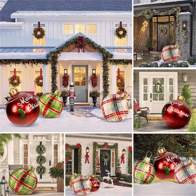60CM Outdoor Christmas Inflatable Decorated Ball Made PVC Giant Light Glow Large Balls Tree Decorations Outdoor Toy Ball