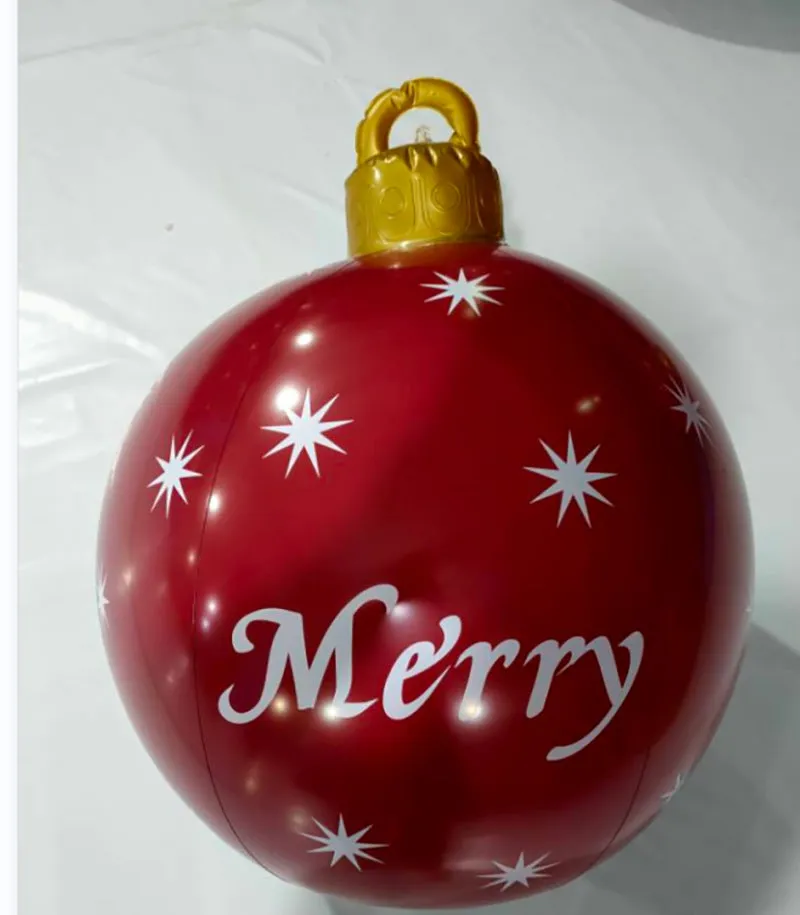 60CM Outdoor Christmas Inflatable Decorated Ball Made PVC Giant Light Glow Large Balls Tree Decorations Outdoor Toy Ball