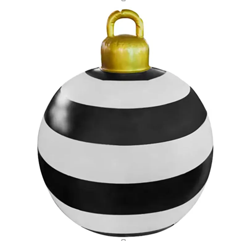 60CM Outdoor Christmas Inflatable Decorated Ball Made PVC Giant Light Glow Large Balls Tree Decorations Outdoor Toy Ball