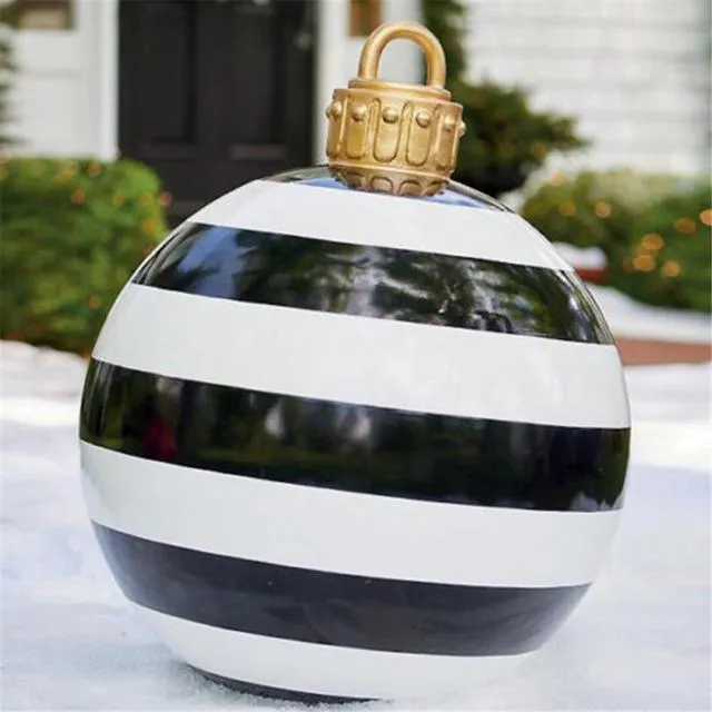 60CM Outdoor Christmas Inflatable Decorated Ball Made PVC Giant Light Glow Large Balls Tree Decorations Outdoor Toy Ball