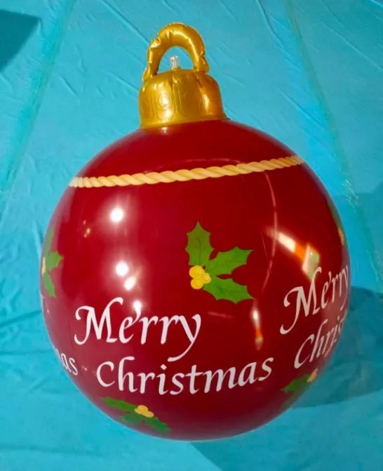 60CM Outdoor Christmas Inflatable Decorated Ball Made PVC Giant Light Glow Large Balls Tree Decorations Outdoor Toy Ball