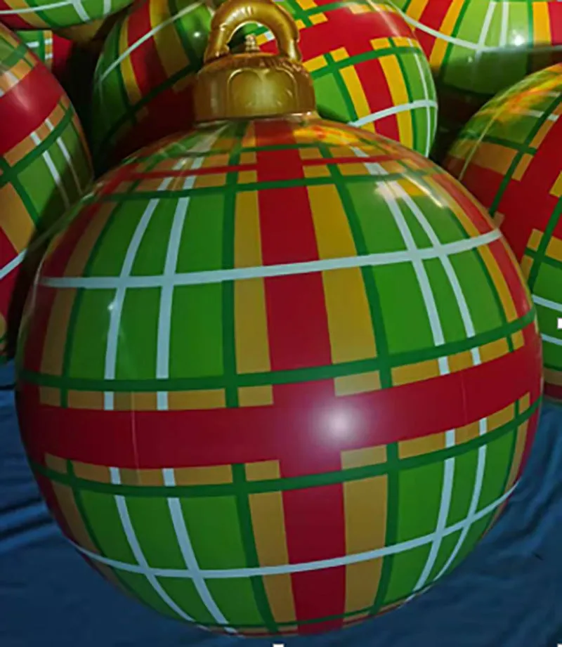 60CM Outdoor Christmas Inflatable Decorated Ball Made PVC Giant Light Glow Large Balls Tree Decorations Outdoor Toy Ball