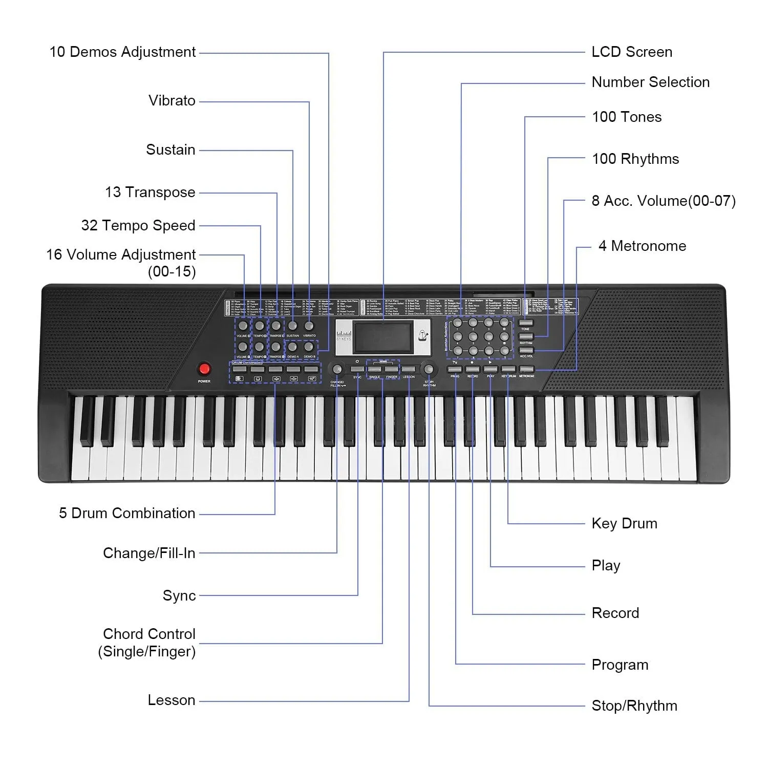 61 Keys Digital Music Keyboard Electronic Piano
