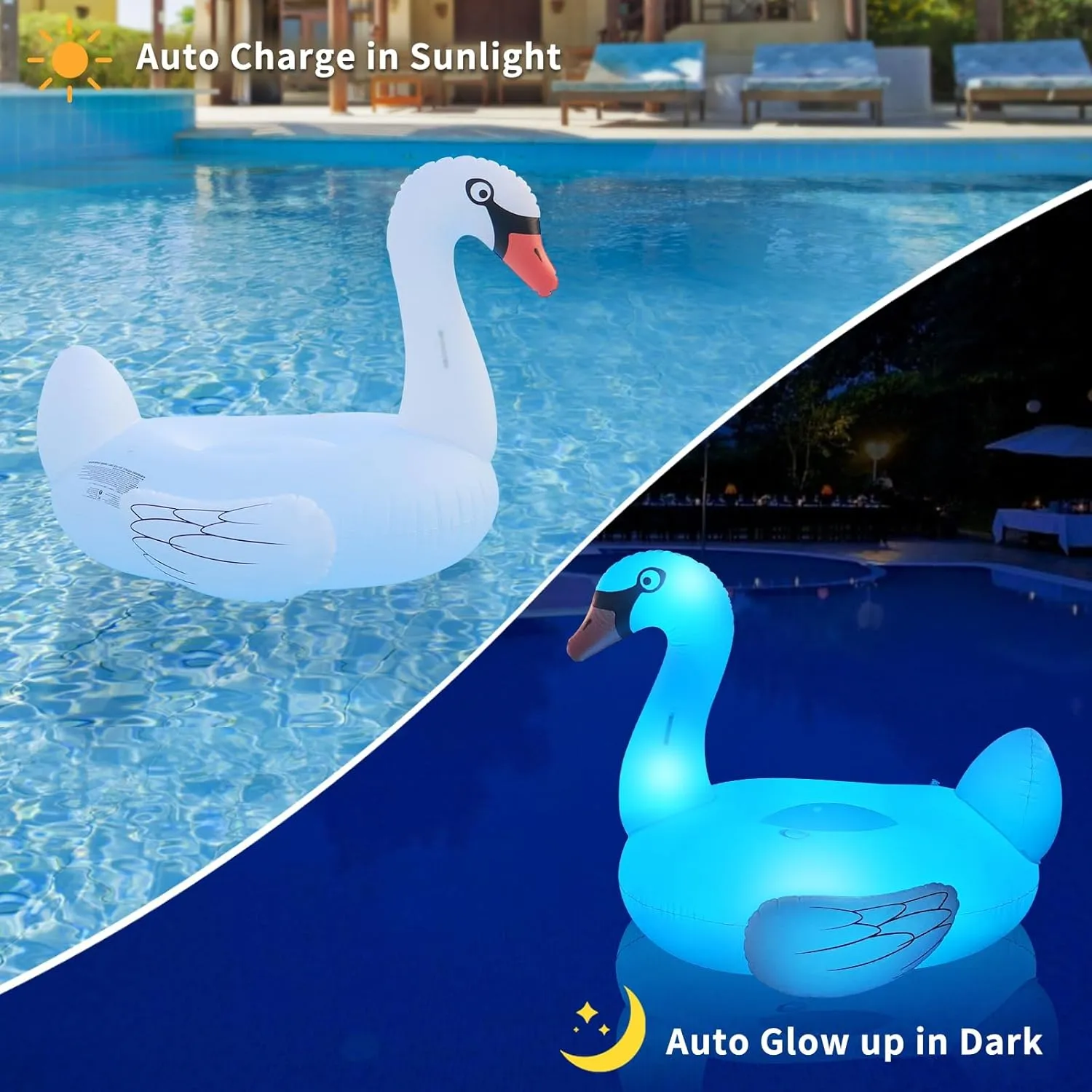 69'' Large Inflatable Pool Floaties w/Cup Holder, Turtle Lake Float Lounger Big Swan Pool Floats Solar Powered Flamingo Pool Floats Adult exact meat familiar Switzerland w/LED Color Changing Lights, 