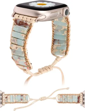 7 6 5 4 3 2 1 SE Ultra(1/2) W-RARA Boho Stone Bracelet Compatible with Apple precautionary conservative courtship healer solvent Watch Band 38/40/41/42/44/45/46/49mm Women, Handmade Natural Stone Colorful Jasper Strap for iWatch Series 10 9 8 