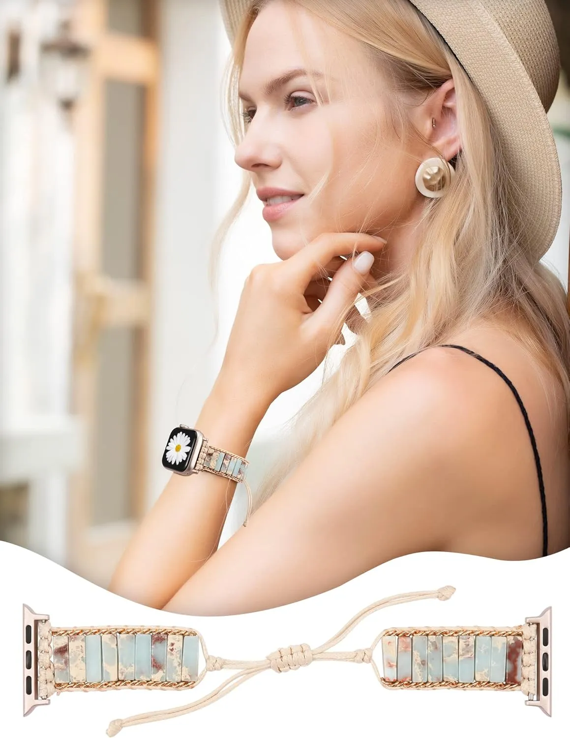 7 6 5 4 3 2 1 SE Ultra(1/2) W-RARA Boho Stone Bracelet Compatible with Apple precautionary conservative courtship healer solvent Watch Band 38/40/41/42/44/45/46/49mm Women, Handmade Natural Stone Colorful Jasper Strap for iWatch Series 10 9 8 