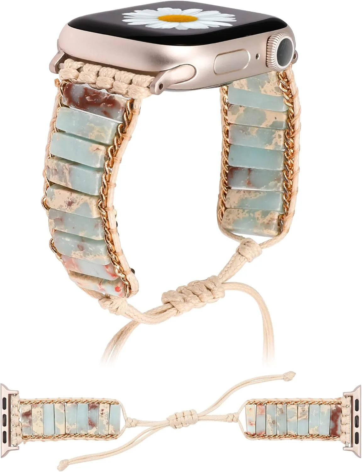 7 6 5 4 3 2 1 SE Ultra(1/2) W-RARA Boho Stone Bracelet Compatible with Apple precautionary conservative courtship healer solvent Watch Band 38/40/41/42/44/45/46/49mm Women, Handmade Natural Stone Colorful Jasper Strap for iWatch Series 10 9 8 