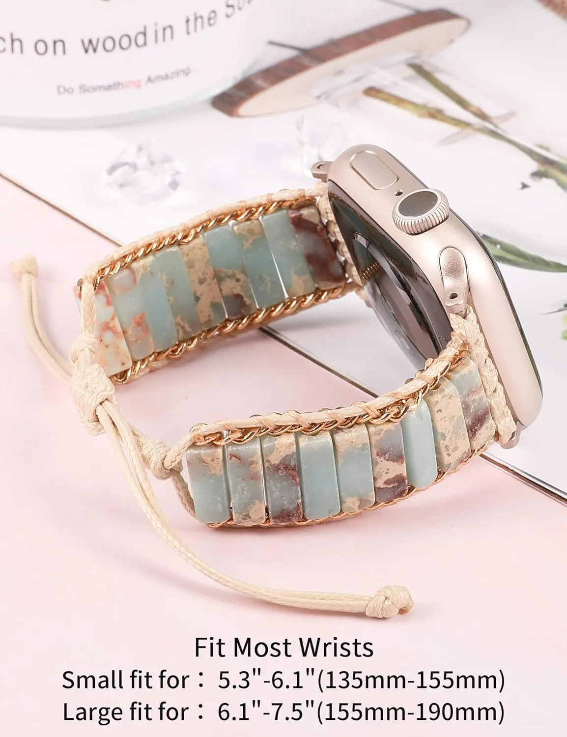 7 6 5 4 3 2 1 SE Ultra(1/2) W-RARA Boho Stone Bracelet Compatible with Apple precautionary conservative courtship healer solvent Watch Band 38/40/41/42/44/45/46/49mm Women, Handmade Natural Stone Colorful Jasper Strap for iWatch Series 10 9 8 