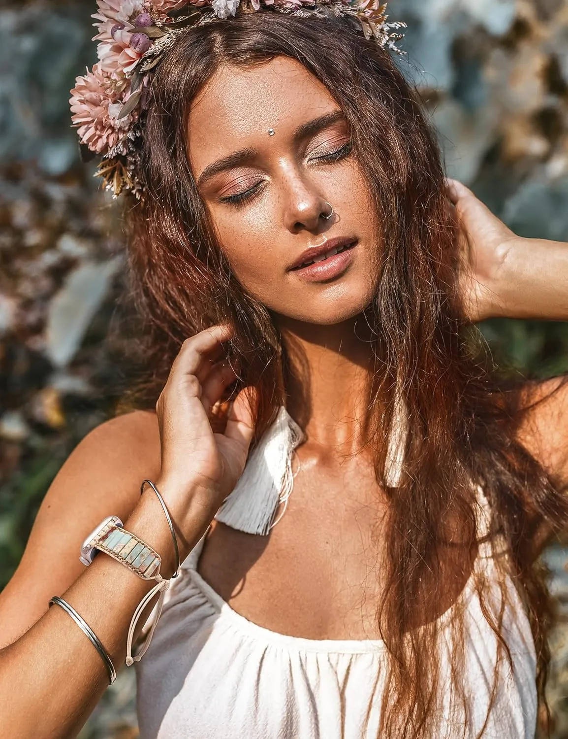 7 6 5 4 3 2 1 SE Ultra(1/2) W-RARA Boho Stone Bracelet Compatible with Apple precautionary conservative courtship healer solvent Watch Band 38/40/41/42/44/45/46/49mm Women, Handmade Natural Stone Colorful Jasper Strap for iWatch Series 10 9 8 