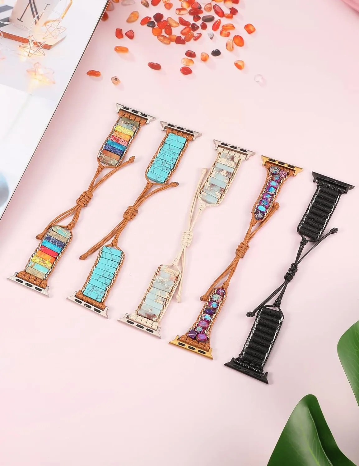 7 6 5 4 3 2 1 SE Ultra(1/2) W-RARA Boho Stone Bracelet Compatible with Apple precautionary conservative courtship healer solvent Watch Band 38/40/41/42/44/45/46/49mm Women, Handmade Natural Stone Colorful Jasper Strap for iWatch Series 10 9 8 