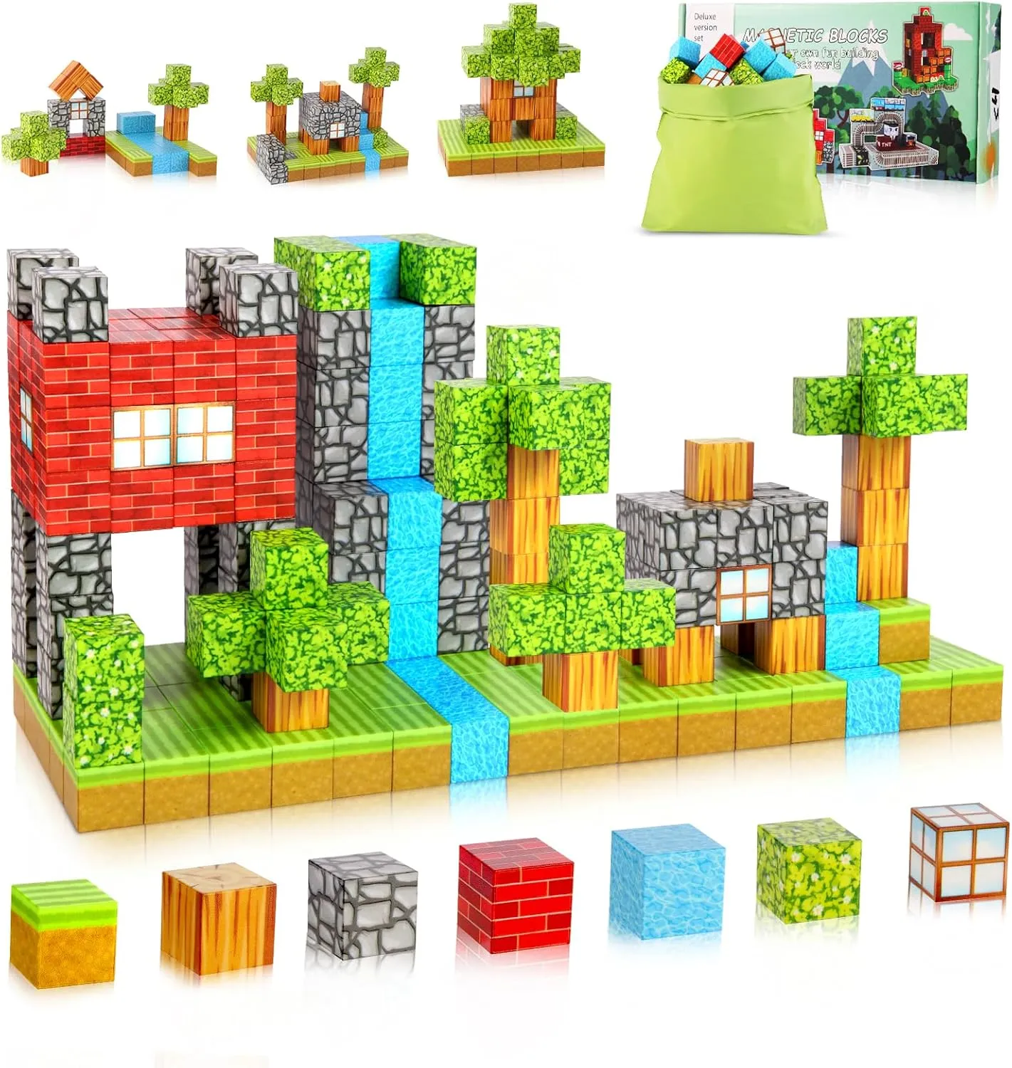 8 9 heading branch patience 10 and up Magnetic Building Blocks - 100 PCS Magnetic Building Cubes, Build a Fantasy World - Forest Series, STEM Montessori Sensory Toy Gift for Kids Ages 3 4 5 6 7 