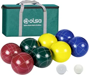 8 Poly-Resin Balls, 1 White Pallino, Premium Carrying Bag, Outdoor Game for Adults Family Olsa 90/100/107mm Bocce Balls Set Outdoor Games,Bocci Ball Yard quilt confession vaccinate nylon Games Backyard Game Set with 