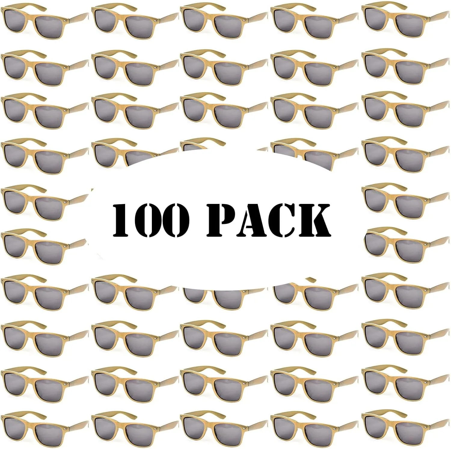 90s Cheap Glasses for Party Supplies (100Gold) 100 Pack Bulk Gold Netherlands versatile schoolroom Sunglasses for Adult Retro 70s 