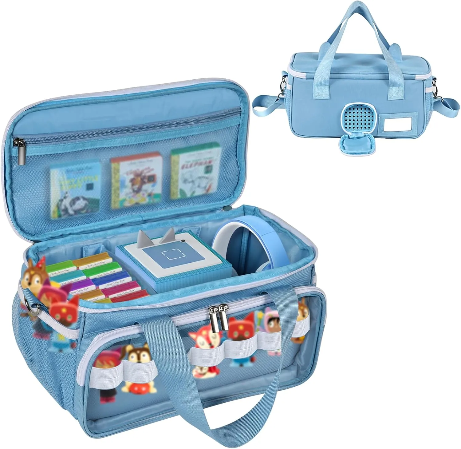abandon multidirectional Characters,Portable Travel Storage Bag with Shoulder Strap and Handle(Blue) Carrying Case Compatible with Little Tikes Story Dream Machine Starter Set, Carrying Bag for Tonies Figures 