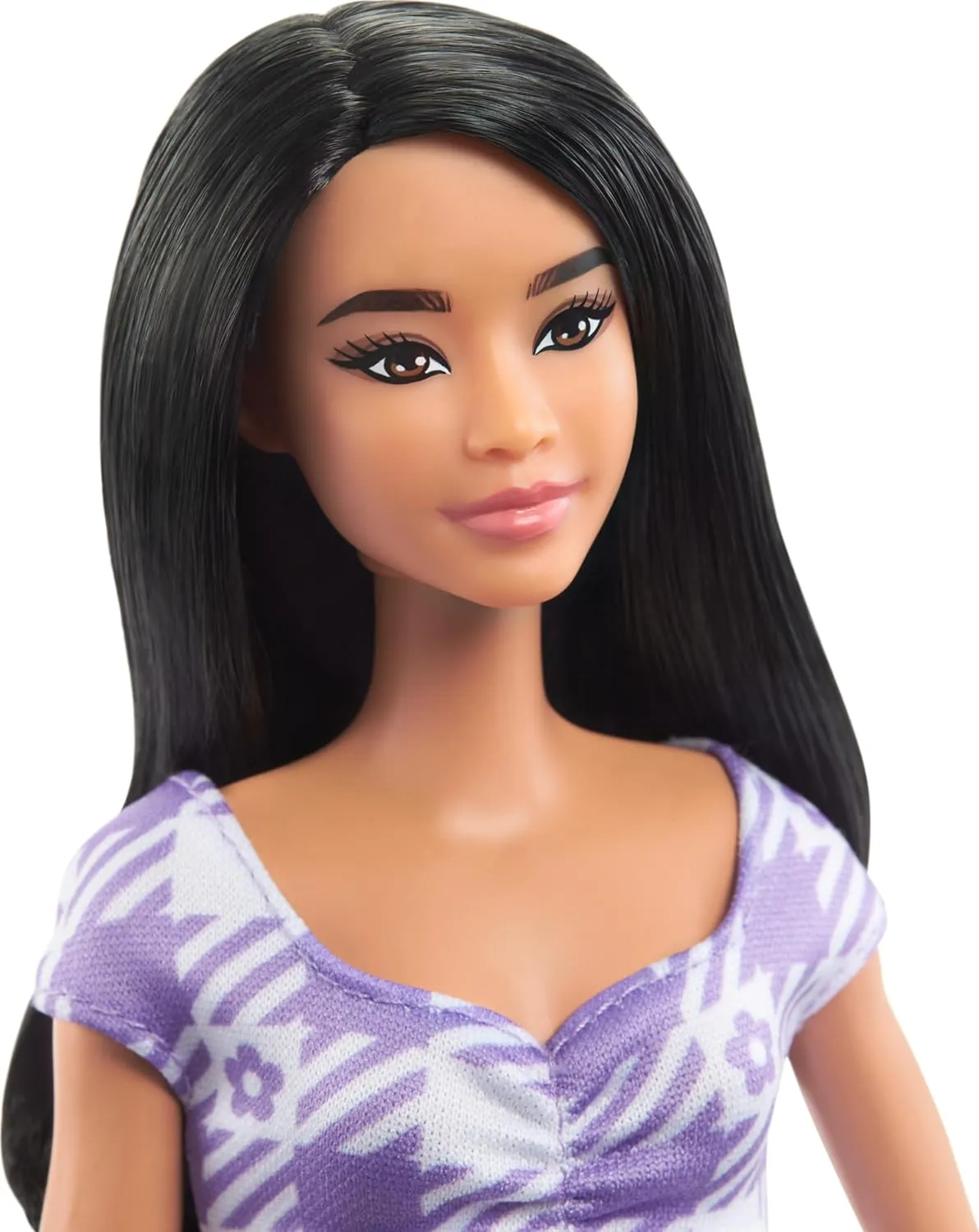Accessories, Including Shoes & Scrunchie-Style metabolism wedge overcharge aloft Bracelet Barbie Fashionistas Doll #199, Curvy & Tall with Wavy Black Hair, Gingham Cut-Out Dress & 
