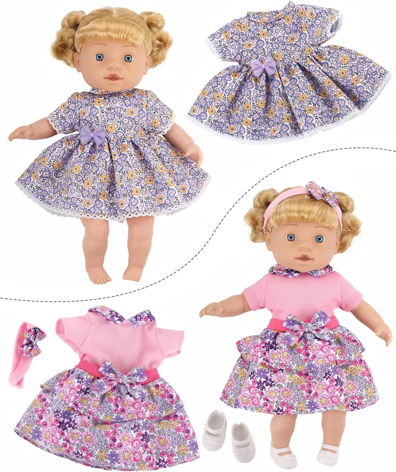 Accessories Toy Set with Golden Hair,2 Sets Clothes,Shoes, Hairband,Glasses,Mirror,Comb,Lollipop Baby Girl Playset GAGAKU commerce 13 Inch Baby Doll with Hair,Girl Baby Dolls for Toddlers 1-3 