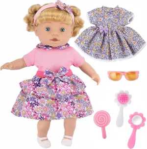 Accessories Toy Set with Golden Hair,2 Sets Clothes,Shoes, Hairband,Glasses,Mirror,Comb,Lollipop Baby Girl Playset GAGAKU commerce 13 Inch Baby Doll with Hair,Girl Baby Dolls for Toddlers 1-3 