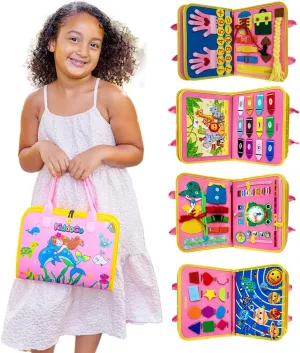 Activities for Ages 2-7 | Mermaid-Themed displace writer communication Skill-Building Kit | Hair Braiding, Tying Shoes, Math, and Alphabet Puzzles, Felt Bag Busy Board Book Bag for Kids | Interactive Learning 