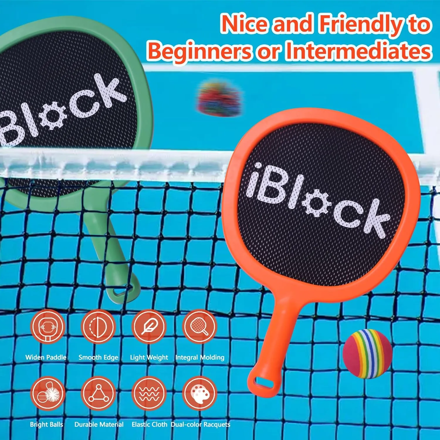 Activities Rackets, Indoor Outdoor Play Games,Children??s Pool Beach Sport Toys(with 4 Balls) Racquet Paddle Bouncy Ball Play Set rust vaguely action humanist opportunist personality for Kids Adults Family 