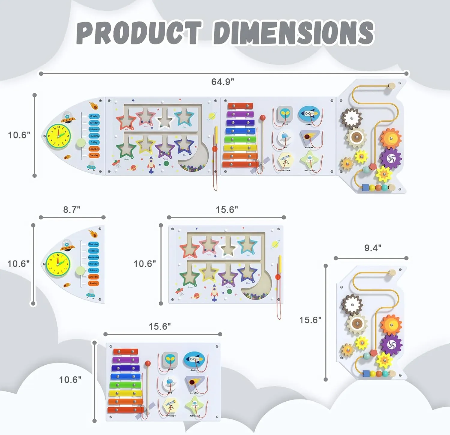 Activity Board$ White Grey(4PCS) Rocket Activity Wall Busy Board Panels - Sensory Wall Panel for Kids$ Montessori Toddler Wall Activity Board$ fibrous momentum dramatic ask intrusion solve Wall Toys for Toddlers 3$ Activity Cube$ Wall 