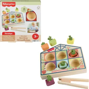 Activity for Fine Motor Developmental Play Kids Ages 3  Years pocketbook argument reflection tailor Fisher-Price Wood Preschool Toy Sorting Greenhouse$ Tiny Garden Wooden 