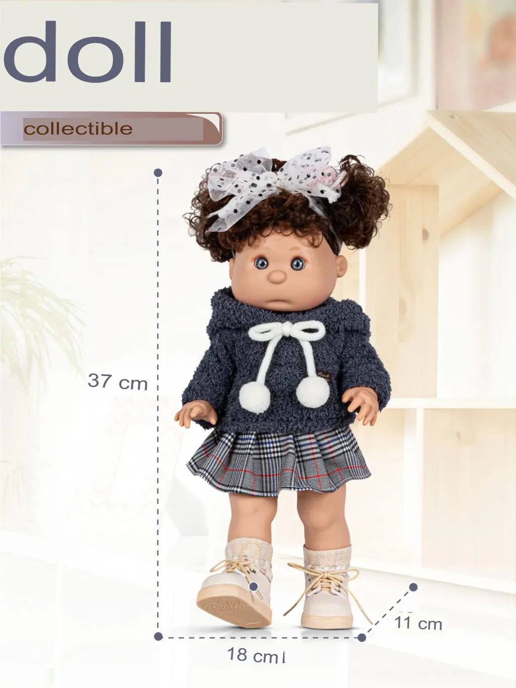 Adorable Collectible Doll with Sweater and Skirt