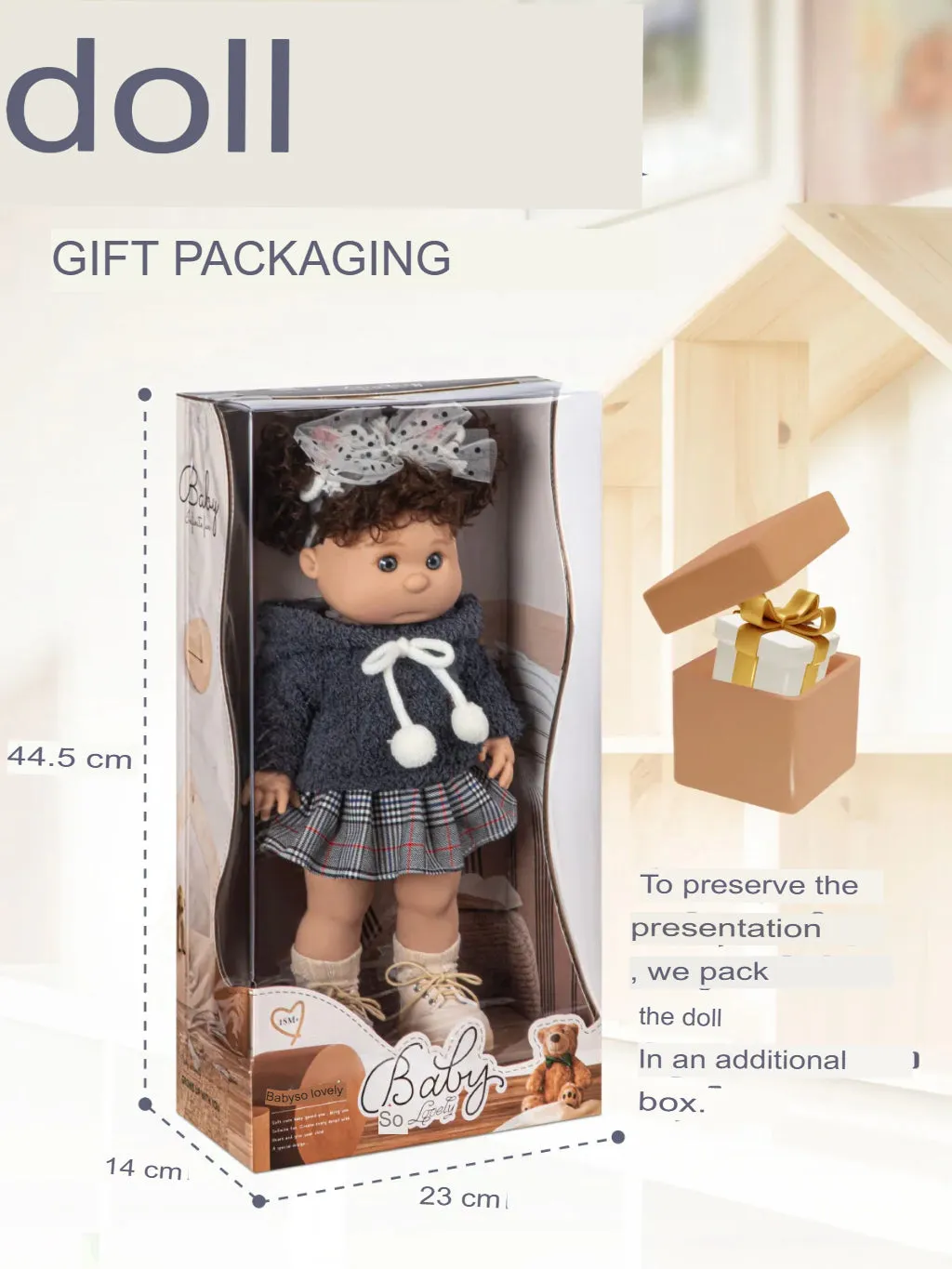 Adorable Collectible Doll with Sweater and Skirt