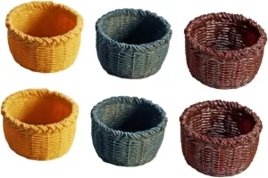 Adorable deductive Baskets for Home Decor for Mini House Furniture and Projects 12pcs Miniature Storage Basket Creative Dollhouse Accessories 