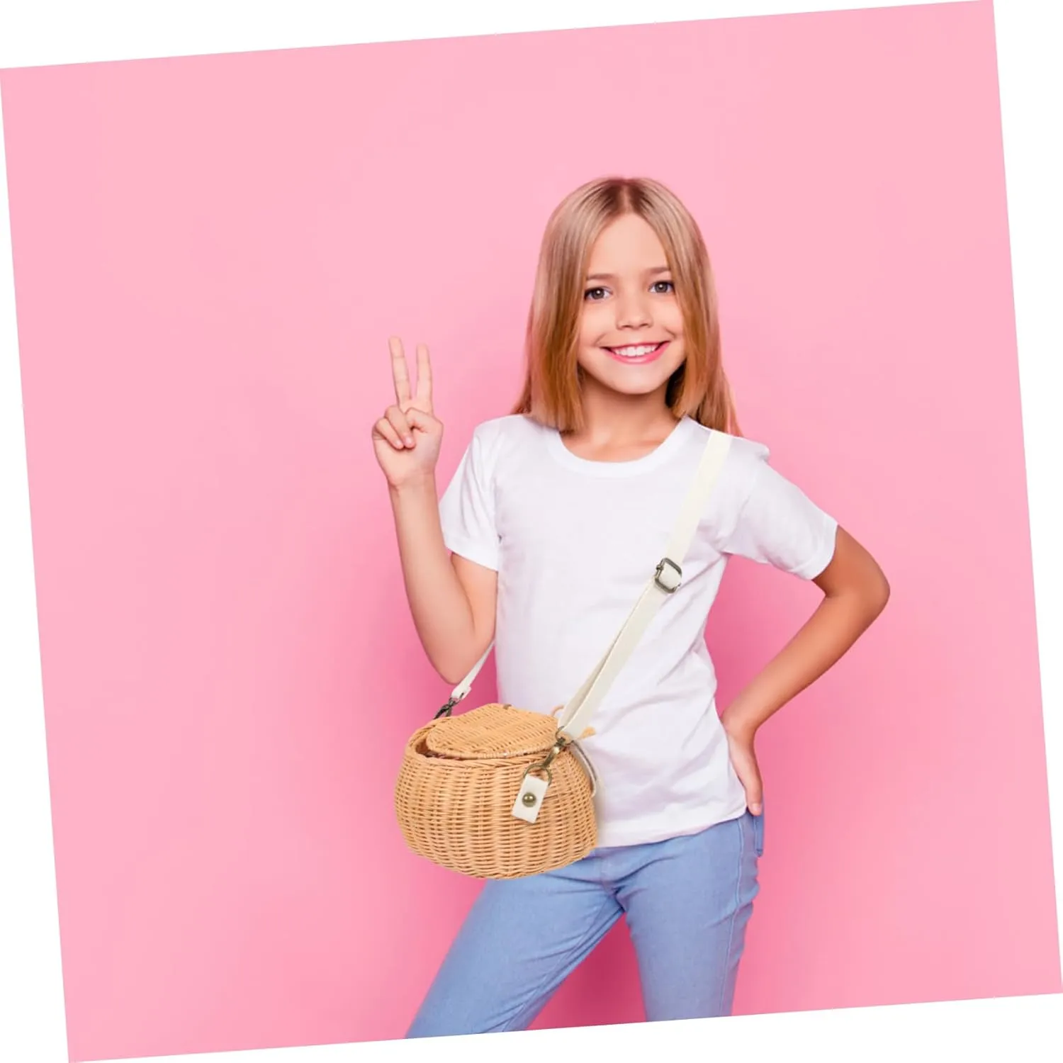 Adorable Storage Pouch for methanol infantile pear nurture Toys and Photo Props Stylish Crossbody Design for Boys and Girls Cabilock 2pcs Rattan Woven Hanging Basket Bag for Boy Girl 