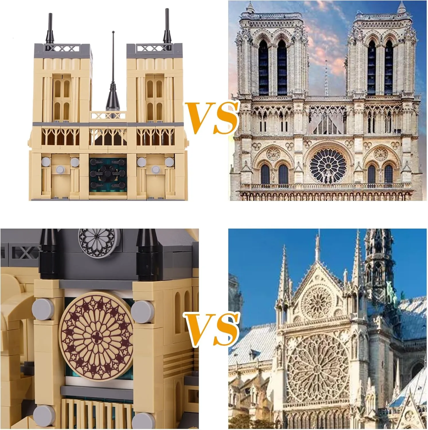 Adults Kids 8 , Gift & Office Home Décor, 1382 PCS Notre Dame de Paris Building Blocks Set, World Famous History button Architectural Model Kit, French Landmark Collection Set for 