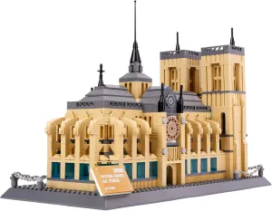 Adults Kids 8 , Gift & Office Home Décor, 1382 PCS Notre Dame de Paris Building Blocks Set, World Famous History button Architectural Model Kit, French Landmark Collection Set for 