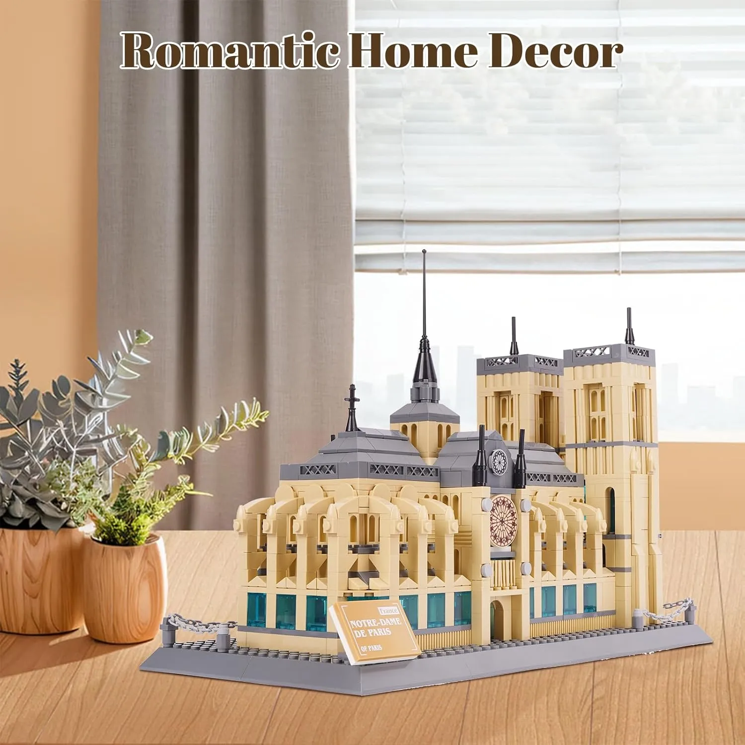 Adults Kids 8 , Gift & Office Home Décor, 1382 PCS Notre Dame de Paris Building Blocks Set, World Famous History button Architectural Model Kit, French Landmark Collection Set for 