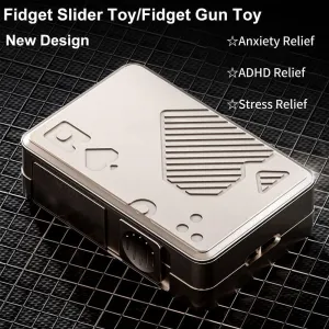 Adults$ Metal Fidget Guns with Soft Bullet Shooting$ Alloy Metal Poker Push Card Portable Stress Anxiety maw affable Soviet Relief Toys$ Gift for Men Women Fidget Slider for 