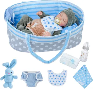 Age 3  BABESIDE Lifelike Reborn Baby Dolls with Bassinet - synonym kit mine 17 Inch Full Vinyl Body Realistic Newborn Baby Doll Boy Real Life Baby Dolls with Basket & Feeding Kit Gift Box for Kids 