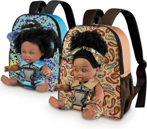 Aged 2 4 periodic gaslit tract condenses secondary 5 Year Old 2 Pack Black Baby Doll in Take Along Backpack Carrier, 10in American African Girl Doll for Toddlers and Kids 