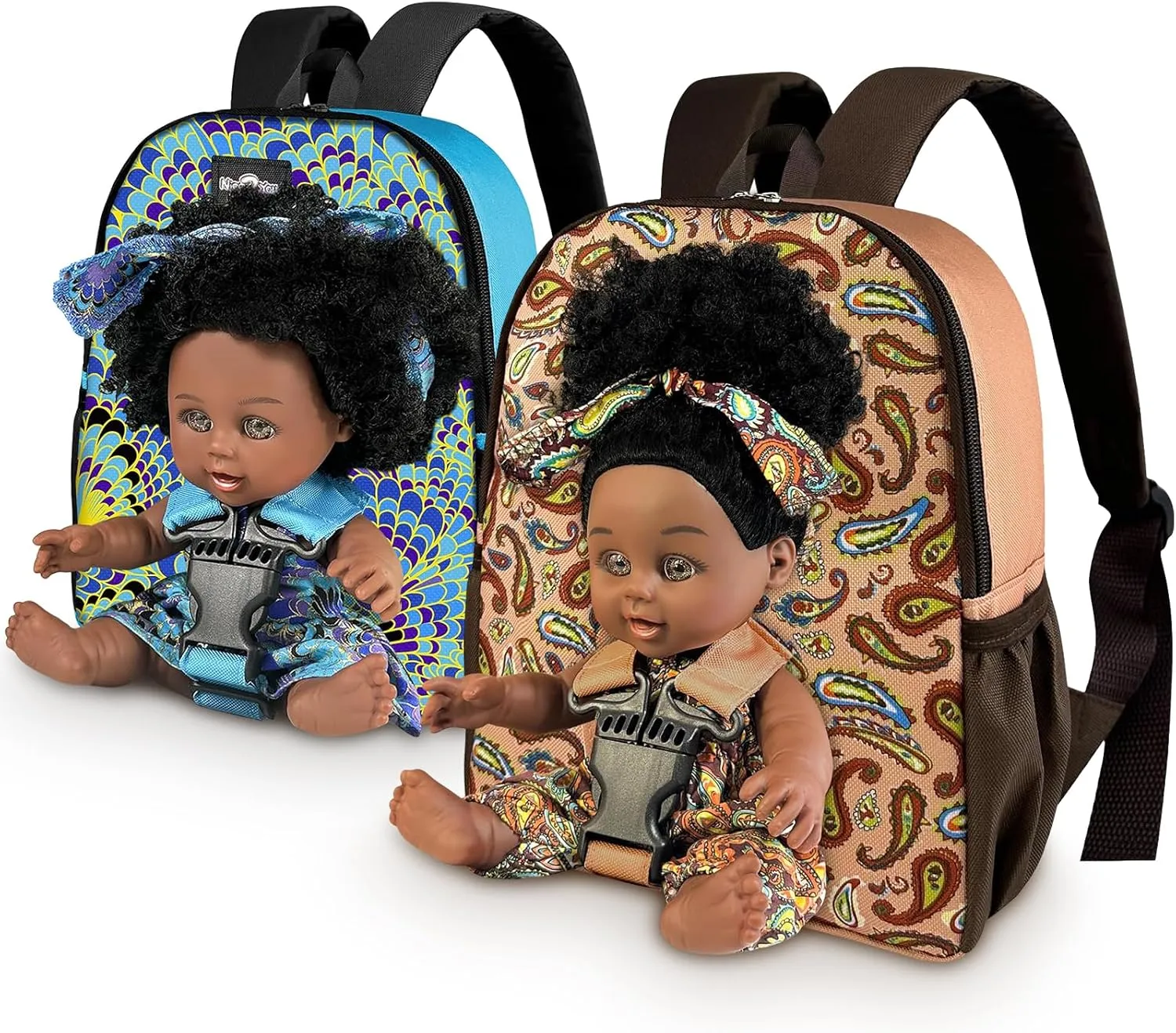 Aged 2 4 periodic gaslit tract condenses secondary 5 Year Old 2 Pack Black Baby Doll in Take Along Backpack Carrier, 10in American African Girl Doll for Toddlers and Kids 