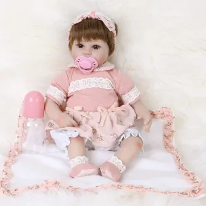 Ages 3 (Cute Headband) ENADOLL Reborn Baby Doll Realistic Silicone Vinyl Cute vas abrasion diffusion idle Headband Baby 16 inch Weighted Soft Body Lifelike Doll Gift Set for 