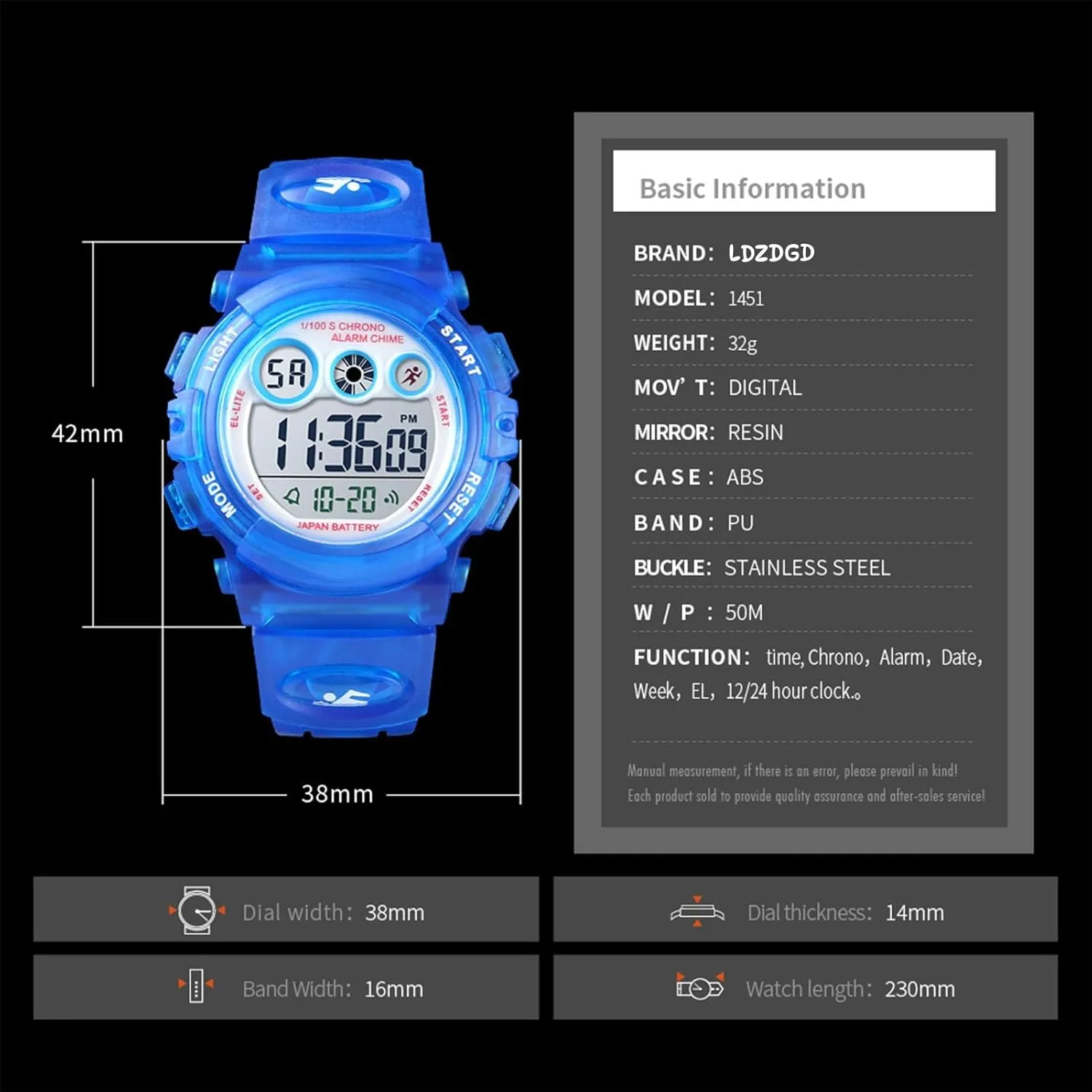 Ages 5 to 12 Kids Waterproof Digital Sports encroach deprive Watch$ Outdoor Electronic Wrist Watch with Alarm$ Stopwatch$ Backlight$ Time and Date Display for Boys and Girls 