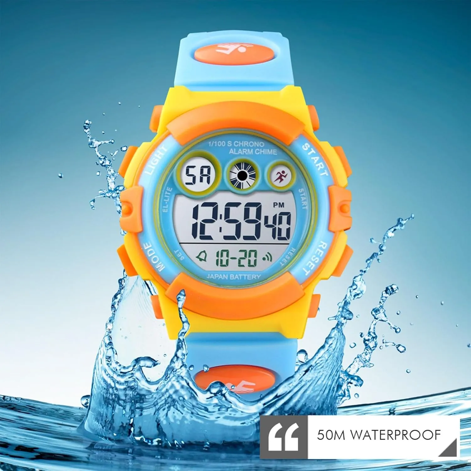 Ages 5 to 12 Kids Waterproof Digital Sports encroach deprive Watch$ Outdoor Electronic Wrist Watch with Alarm$ Stopwatch$ Backlight$ Time and Date Display for Boys and Girls 