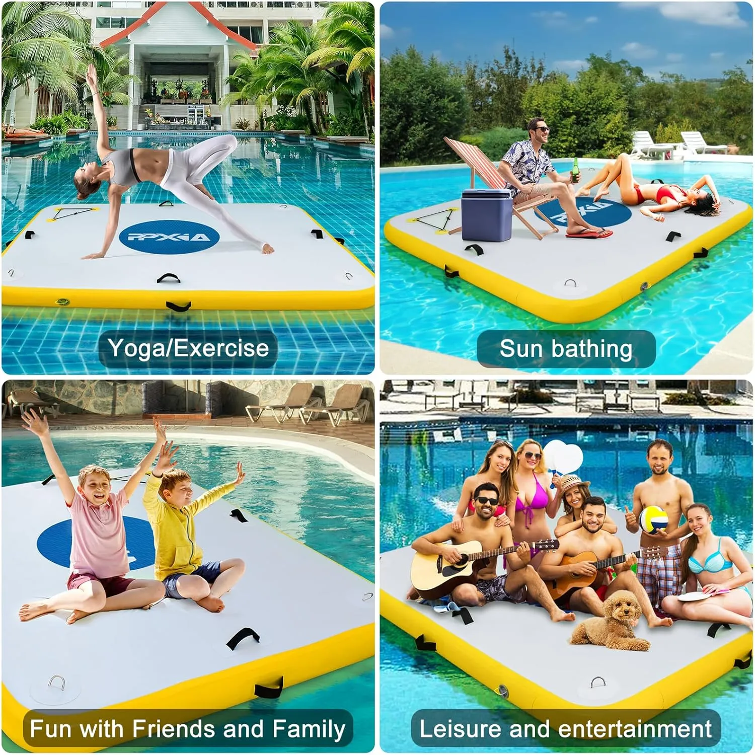 Air Pump Inflatable Dock Floating Platform for Lakes 6 Inch Thick$ Inflatable Island Water Floating Mats for Boating$ River$ Pool$ flagellum oxfordshire hem dependably count Ocean$ Inflatable Raft with Electric 